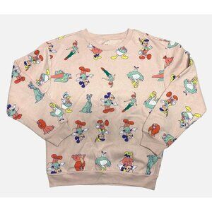 Disney 100 Years of Wonder Character Pink Sweatshirt Mickey Minnie Cinderella